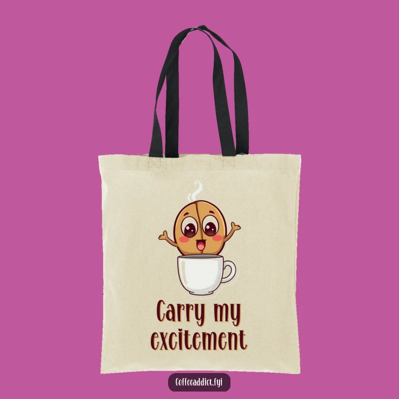 Funny Coffee Bean Leap Tote Bag: Carry Your Jump Excited Bean, Practical Funny Gift