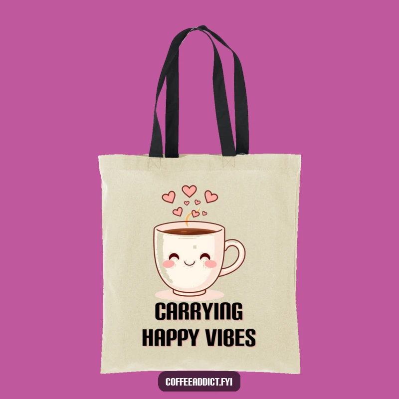 Funny Dancing Coffee Cup Tote Bag: Heart Steam Lover's Carryall