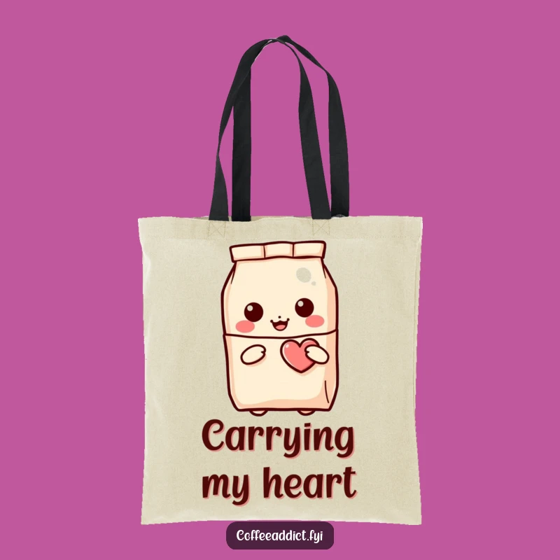 Funny Kawaii Coffee Bag Tote, Winking Heart Gift for Stylish Shoppers