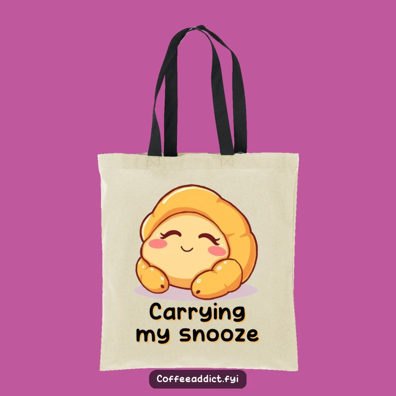 Funny Sleepy Croissant Tote Bag - Carry Your Snacks with a Smile Gift!