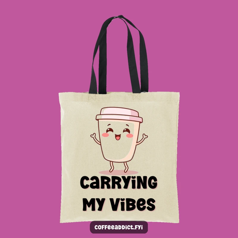 Funny Kawaii Coffee Cup Tote Bag - Dancing Fun, Practical Gift
