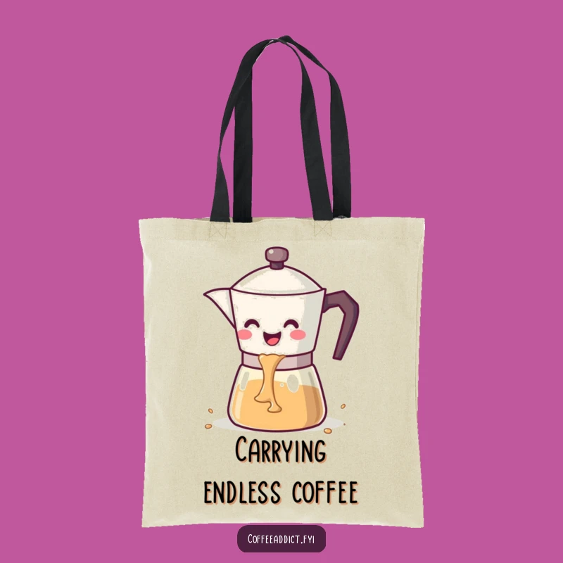 Funny Kawaii Coffee Pot Tote Bag: Happy Pouring Carryall Gift