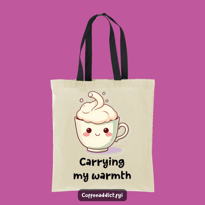 Funny Kawaii Teacup Tote Bag: Carry Your Warmth Hilariously
