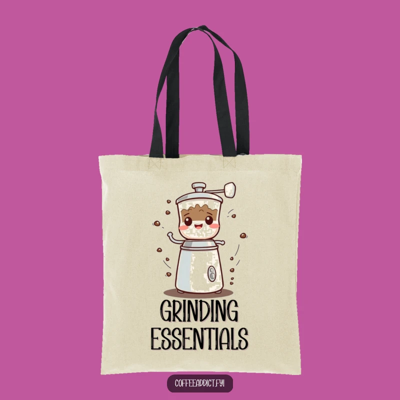 Funny Kawaii Coffee Grinder Tote Bag, Practical Grumbled Gift for Shopping Trips